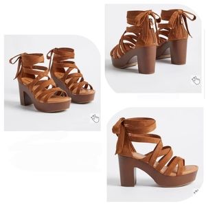 Torrid Ankle Wrap Wood Block Heel